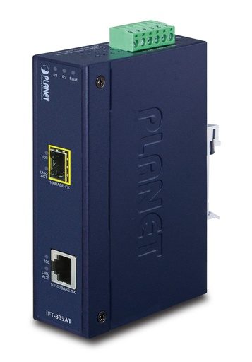 [IFT-805AT] Conversor de medios industrial 10/100Base-TX a 100Base-FX SFP