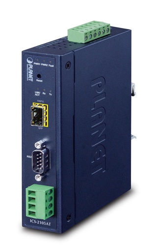 [ICS-2105AT] Servidor de dispositivo serie industrial RS232/422/485 de 1 puerto con SFP 100BASE-FX de 1 puerto (-40~75 grados C)