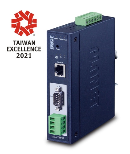 [IMG-2100T] Puerta de enlace Modbus industrial IP30 de 1 puerto RS232/RS422/RS485 (1 x 10/100TX, -40~75 grados C)