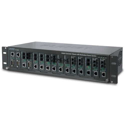 [MC-1500R48] Chasis conversor de medios de 15 ranuras (alimentación DC)