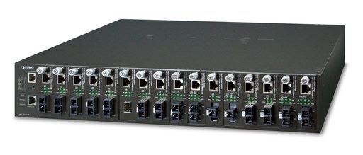 [MC-1610MR48] Chasis para conversor de medios administrado de 16 ranuras (alimentación de DC)
