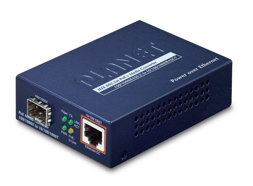 [GTP-805A] Convertidor de medios PoE+ 100/1000BASE-X a 10/100/1000BASE-T