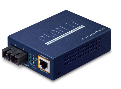 [FTP-802] Convertidor de medios PoE 100Base-FX a 10/100Base-TX (SC,MM)-2 km