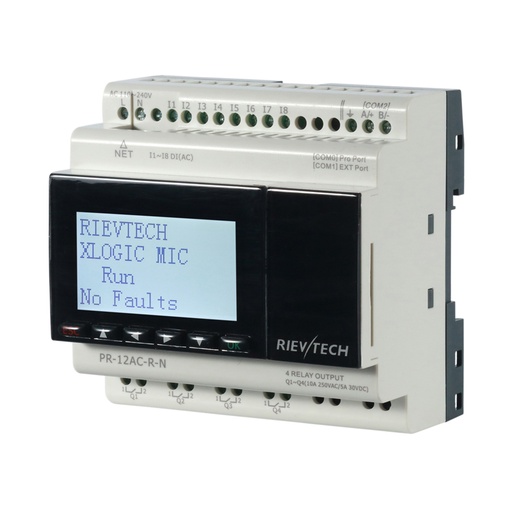 [PR-12AC-R-N] PLC programable AC con ethernet, web server y MQTT 8 entradas 4 salidas