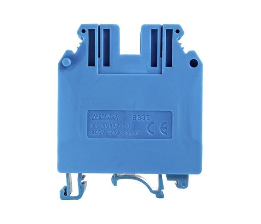 [BS35A] Bornera terminal de paso riel din 35mm² 125A con conexión por tornillo - Azul