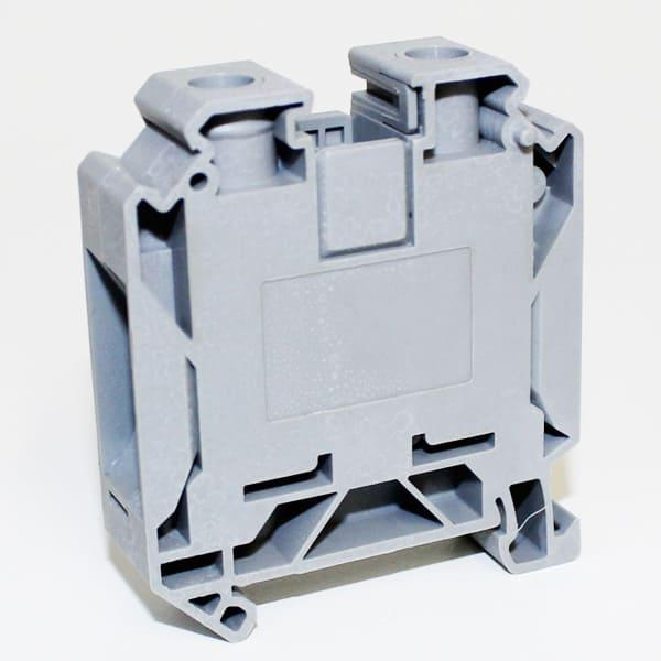 Bornera terminal de paso riel din 35mm² 125A con conexión por tornillo - Gris