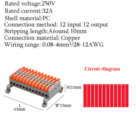 Conector riel DIN 12 Pines tipo WAGO