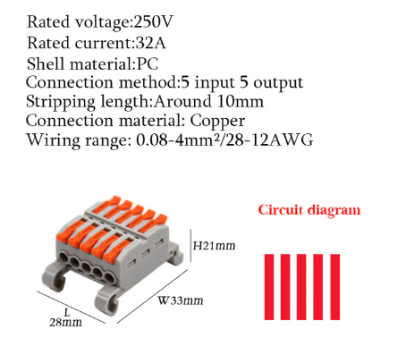 [277G-5] Conector riel DIN 5 Pines tipo WAGO