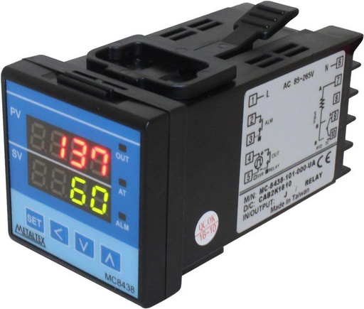 [MC8438-201-000] Controladora Temperatura 48X48mm 1 Salida SSR 1 Alarma 100-240VCA