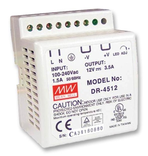 [DR-4512] Fuente de Poder riel DIN 12V 3.5A 45W