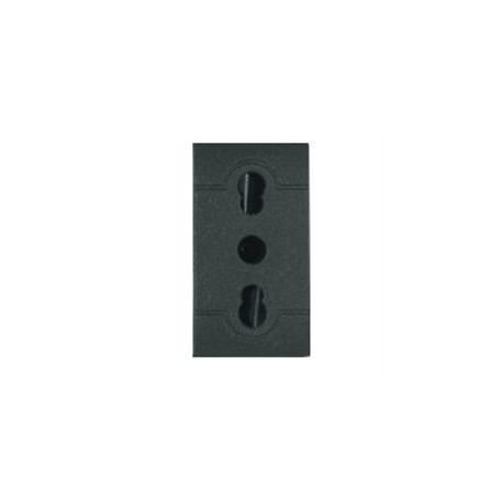 [101.6403] MOD.ENCHUFE BIVALENTE ALVEOLOS PROTEGIDOS 2P+T 10A /16A 220- 250V AC GRIS OSCURO