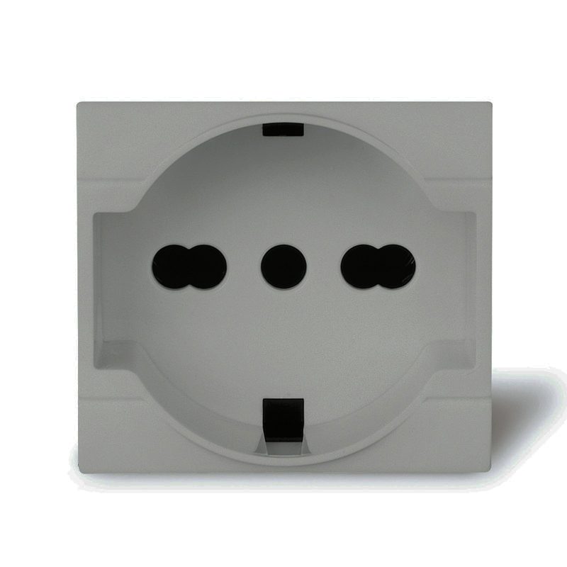 MOD. ENCHUFE SCHUKO 2P+T 10A/16A 220-250V gris claro