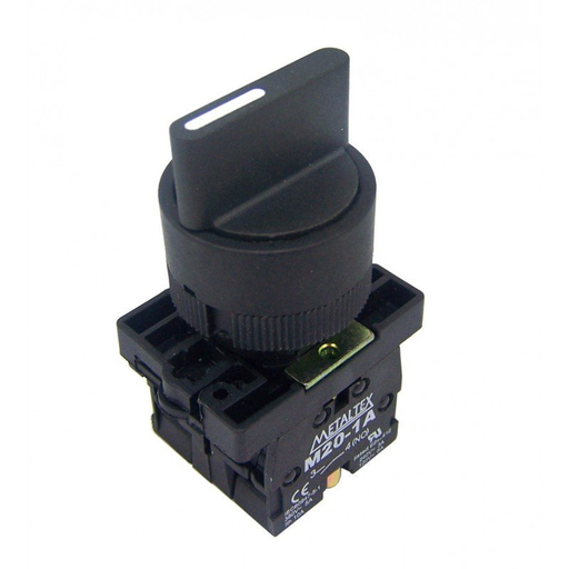 [P20SCR5-B-2A] Selectora plástica knob corto 2 posiciones con retorno DIR. 45G - 2NA