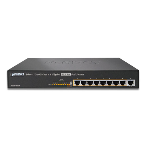 [FGSD-910P] Switch 8 puertos PoE 10/100 Ethernet 802.3af 1-Port Gigabit Uplink (130W)