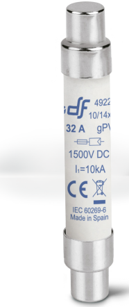 [492255] Fusible 10/14x85 mm gPV , 1500V DC, 25A para aplicaciones fotovoltaicas DF Electric