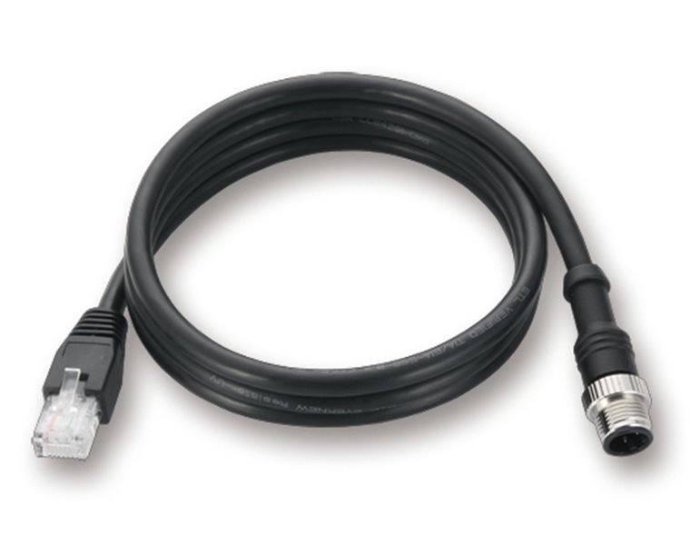 8-Pin A-Coding M12 male to RJ45 Ethernet Cable, 2 meters