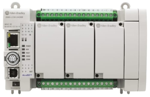 [2080-LC50-24AWB] Programmable Controller, Micro 850, 24 Point, 14 x 120 Volt AC Inputs, 10 Relay Outputs, 24 Volt DC, Fixed Terminals