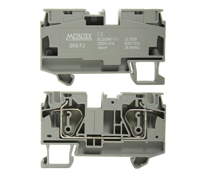 Bornera riel din 6mm² 41A libre mantenimiento con resorte BK6