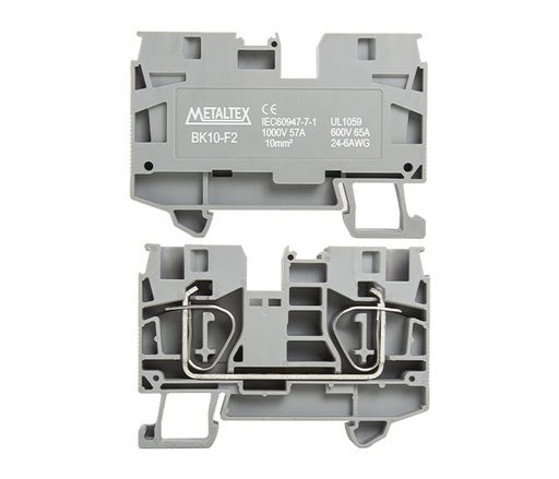 Bornera riel din 10mm² 57A libre mantenimiento con resorte BK10