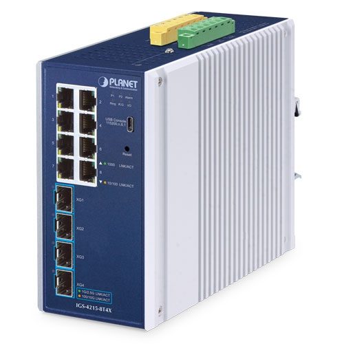[IGS-4215-8T4X] Conmutador Ethernet Administrado Industrial L2/L4 de 8 Puertos 10/100/1000T + 4 Puertos 10G SFP+