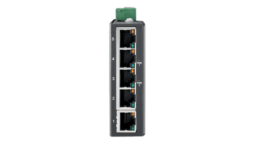 [ESW105-A] Conmutador Ethernet Industrial no Administrado de tipo Delgado 5FE con Entrada de Energía Baja de VCA
