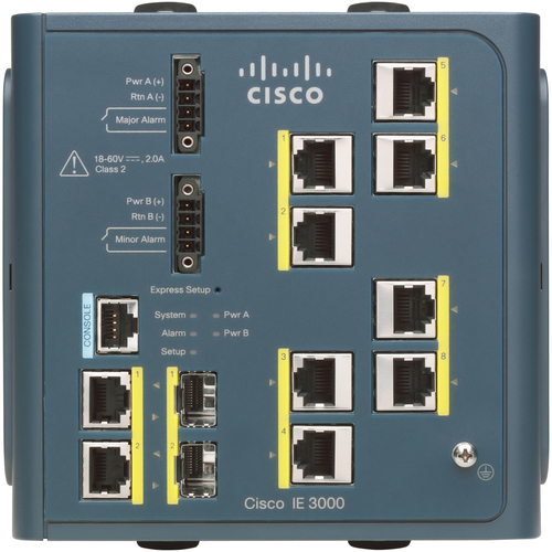 [IE-3000-8TC] Switch Cisco IE 3000, 8 Puertos Ethernet 10/100 y 2 Enlaces Ascendentes De Doble Propósito