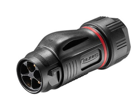 [BD-20-C05PE-02-001A] Conector macho BD20 de 10 A y 5 pines, resistente al agua IP67, carcasa de plástico, terminal de soldadura.