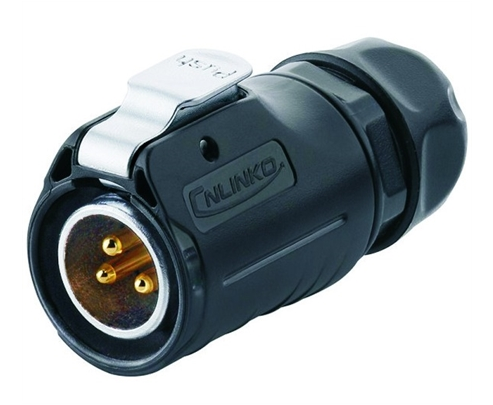 [LP-20-C03PE-22-005A] Conector Serie LP-20 Macho 3 Pines Plug Bloqueo CNLINKO