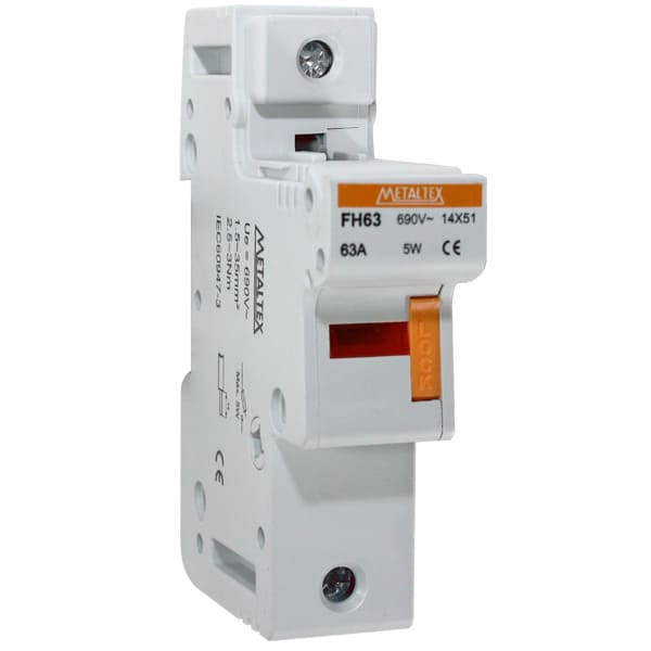 Portafusible metaltex 14x51mm 63A curva GL/GG serie FC