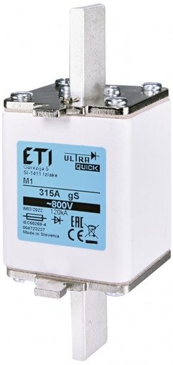 [004723236] Fusible ETI NH1 curva gS (gRL) 250A 800V AC (Fusibles para inversores)