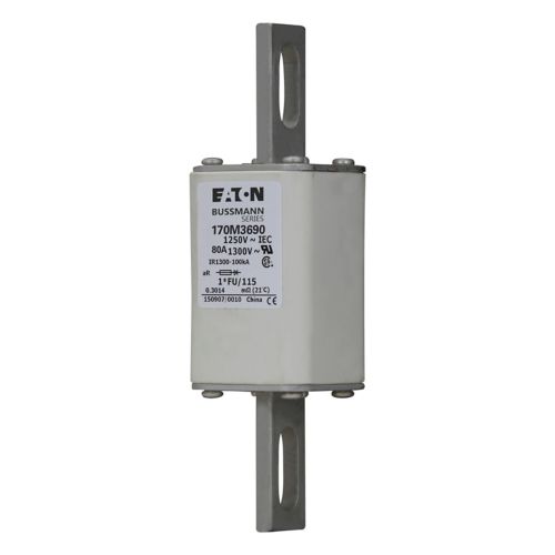 [170M3690] Fusible rápido Bussmann 80 A, AC 1250 V, compact size 1, aR