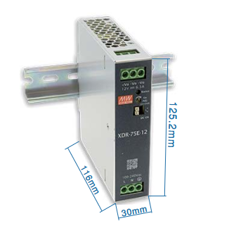 Fuente delgada riel DIN 75W, salidas 12V/24V/36V/48VDC, serie XDR-75E
