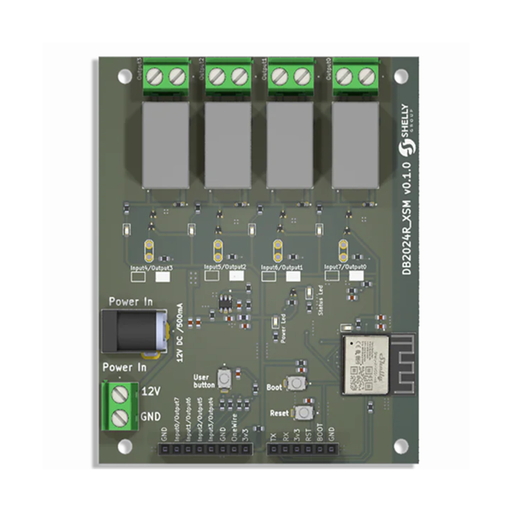 [DB2024R_XSM] DB2024R-XSM - Placa de Desarrollo Shelly X SM con 4 Relés de 16 A