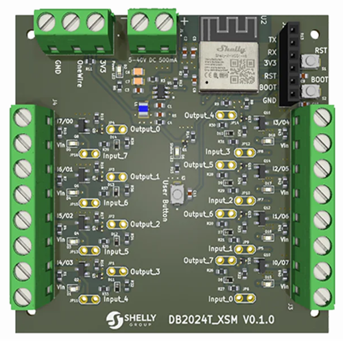 [DB2024T_XSM] DB2024T-XSM - Placa de Desarrollo Shelly X SM con Terminales para Integración Externa