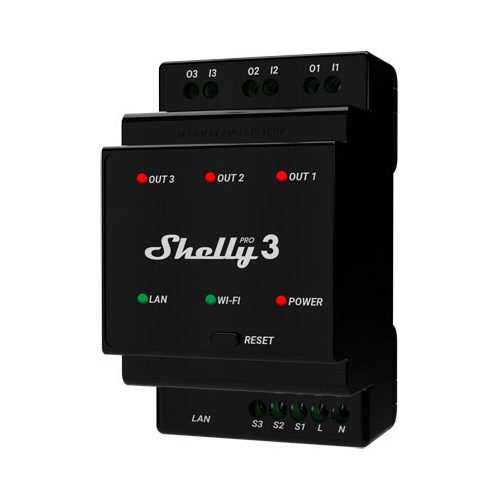 [Pro 3EM-120] Shelly Pro 3 - Interruptor Inteligente Trifásico 3 Canales con Wi-Fi, LAN y BLE