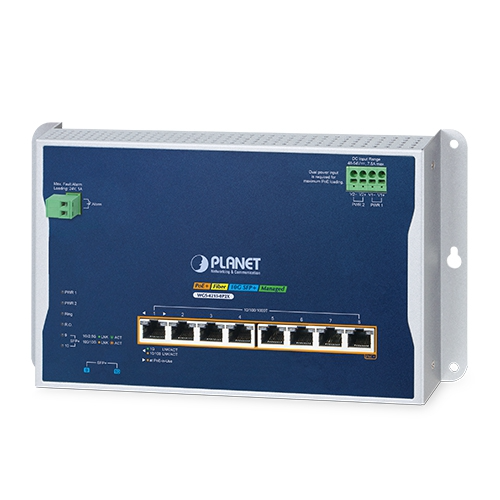 [WGS-4215-8P2X] Conmutador Ethernet gestionable de montaje en pared WGS-4215-8P2X, L2+ industrial, 8 puertos 10/100/1000T 802.3at PoE + 2 puertos 10G SFP+