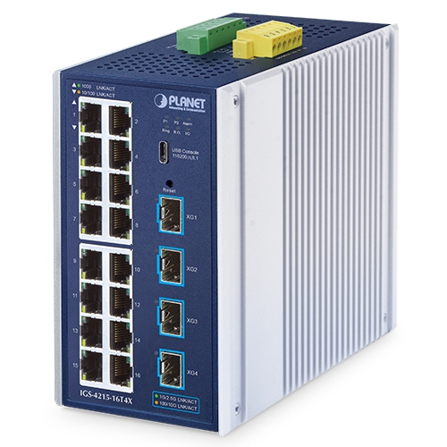 [IGS-4215-16T4X] Conmutador Ethernet Gestionado Industrial IGS-4215-16T4X L2/L4 de 16 Puertos 10/100/1000T + 4 Puertos 10G SFP+