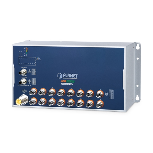 Conmutador Ethernet gestionado M12 industrial L3 de 16 puertos 10/100/1000T con 8/16 puertos 802.3at PoE