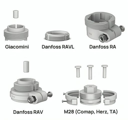 [TRA3015]  Kit de Adaptadores para Válvulas Termostáticas Milesight TRA3015 | M30 x 1.5 mm (Compatible WT101)