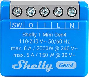 [1 Mini Gen4] Shelly 1 Mini Gen4 – Interruptor Inteligente Ultra Compacto Wi-Fi/Zigbee/Bluetooth