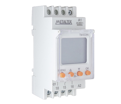 [TM-EDIN] Programador Horario Diario/Semanal/Pulso para Riel DIN 24/240VCA/VCC - 1 REV - 16A - 52 Programaciones