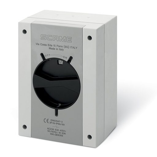 [590.GE12503] Interruptor - seccionador de maniobra 125A 3P 300X220X120MM marca Scame (Italia)