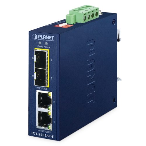 [IGT-2205AT-E] Industrial Compact 2-Port 10/100/1000BASE-T to 2-Port 100/1000BASE-X SFP Media Converter IGT-2205AT-E
