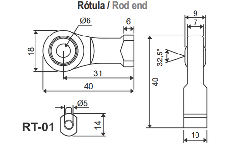 [RT-01] Acoplamiento tipo Rod end para instalación en reglas potenciométricas RTC